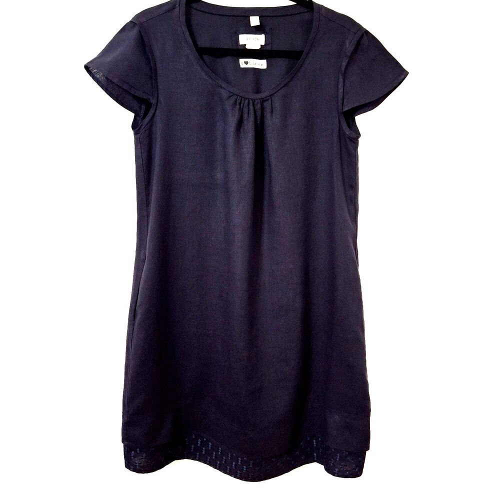 Malvin I Love Linen Women's Navy Shift M Linen Lagenlook Cottagecore Coastal